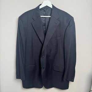 Canali Wool Sport Coat Jacket Blazer Mens Black Made in Italy 48R Double Vented